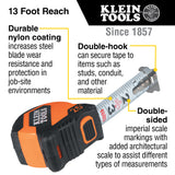 Klein Tools Tape Measure, 25-Foot Compact, Double-Hook 9525