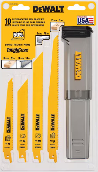 DEWALT 10 pc. Wood & Metal Reciprocating Saw Blade Set 10 -Pack Made In The USA